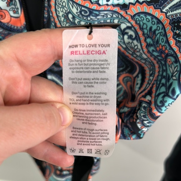 Relleciga - Black and Paisley Floral Long Sleeve Swimsuit - Picture 6 of 6